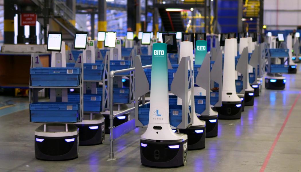 Samarbetet kopplar ihop BITO:s erfarenhet av att designa och tillverka lagringssystem med Locus Robotics AI-drivna styrplattform och dess flotta av LocusBots. Foto: Bito Storage Systems Nordic