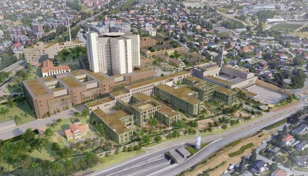 Det nya sjukhuset är ett av de största byggprojekten i Norge under decenniet. Illustration: Team Aker