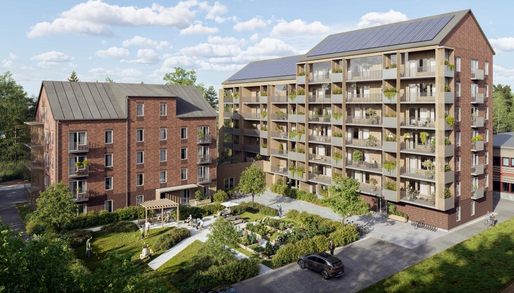 Preliminär skiss på Bonum Brf Årstiden - uppdateringar kan ske längs projektets detaljplanering. Illustration: Nordmark & Nordmark