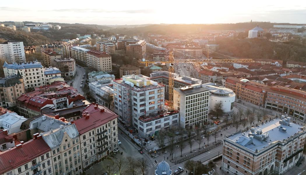 Bygget av Handelshögskolan, Göteborg. Foto: Peab 