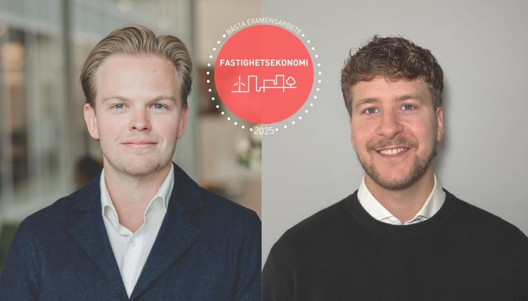 Pontus Flygring och Haukur Örn Valtýsson för deras examensarbete ”Urban Shrinkage Effects in Swedish Municipalities - A Random Forest Approach”. Pressbild: Samhällsbyggarna