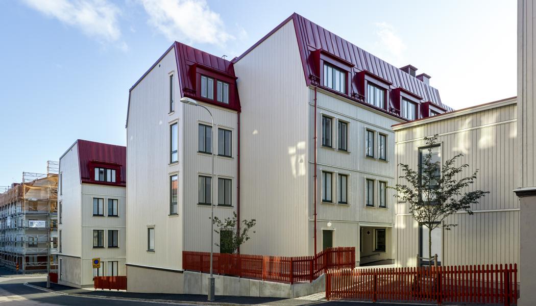 Flerbostadshus byggt med trämoduler från Lindbäcks Bygg. Foto: Ulf Celander
