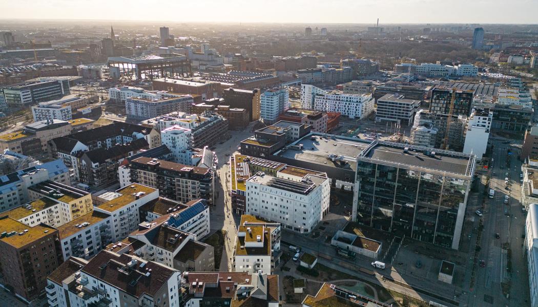 Flygbild Västra Hamnen Malmö. Pressbild: Skandia Fastigheter
