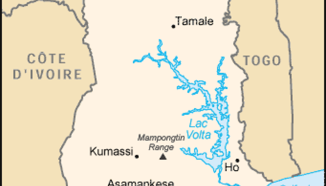 Ghana i Västafrika. Karta: Eric Gaba (Sting) — CIA World Factbook/Wikimedia Commons
