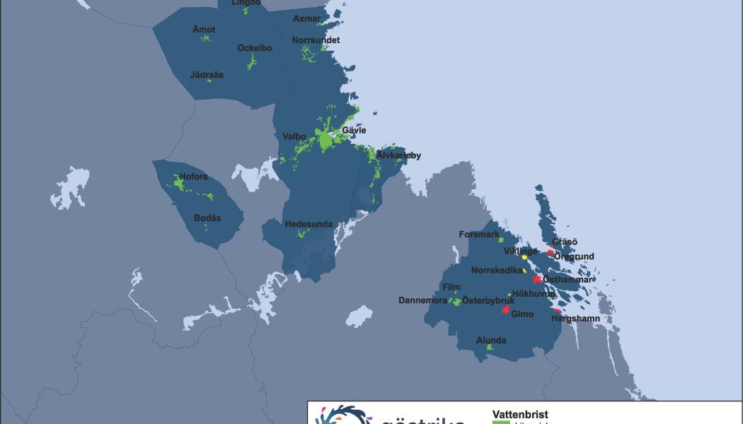 På grund av liten grundvattenbildning till följd av små nederbördsmängder under de senaste åren är grundvattennivåerna nu mycket låga i Östhammar, Öregrund, Gimo, Gräsö och Hargshamn. Bild: Gästrike Vatten