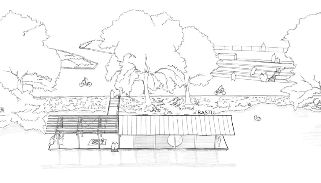 Skiss över den blivande bastun. Skissbild: Dinell Johansson