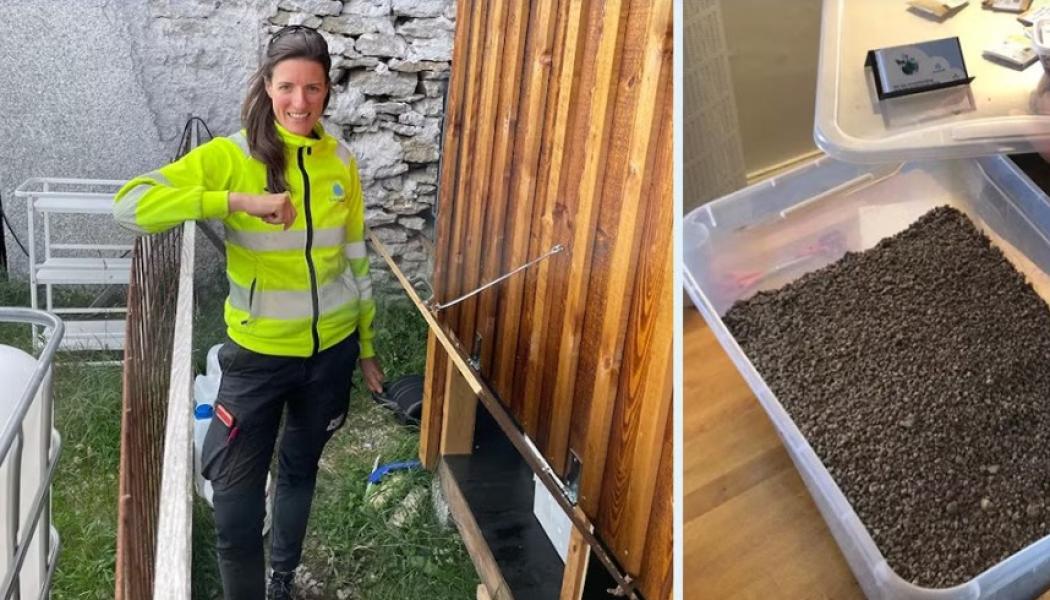 Pristagaren Jenna Senecal och urinpellets. Foto: vaguiden