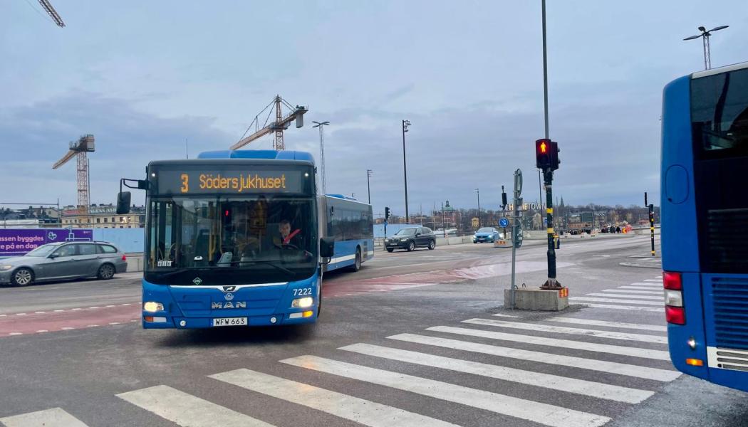 SL-bussar vid Slussen i Stockholm. Foto: Stina Wickenberg