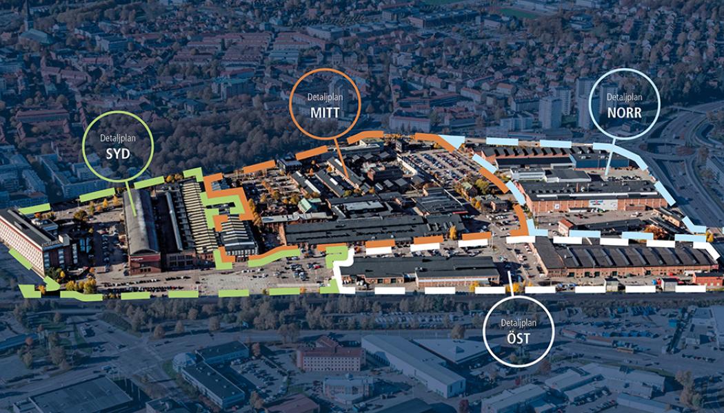 Karta över detaljplaneområden i Kopparlunden. Nu startar detaljplaneprocessen för öst. Illustration: Västerås stad