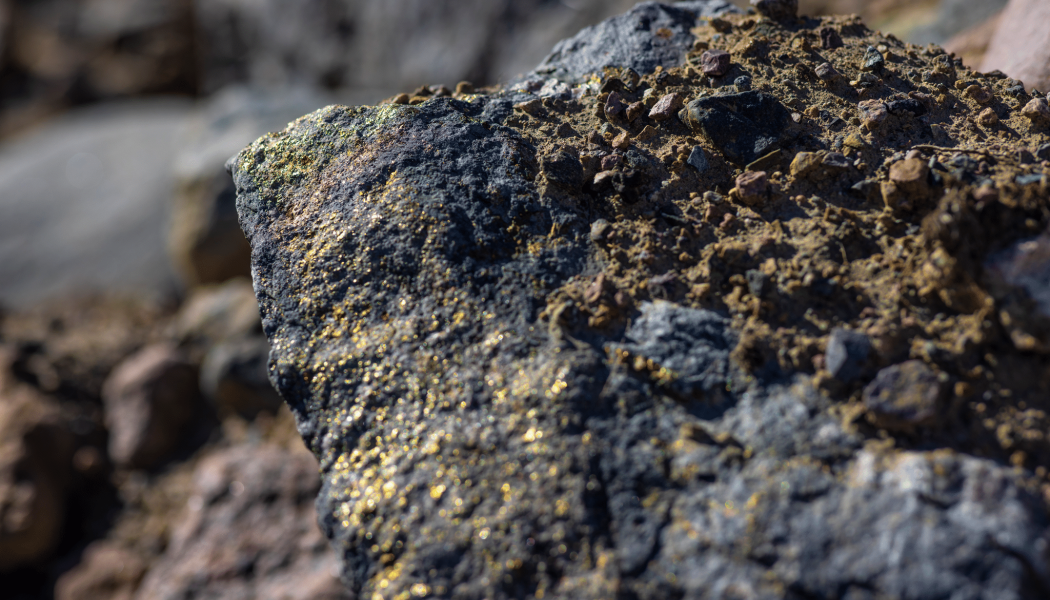 Kopparmineralisering. Foto: Viscaria 