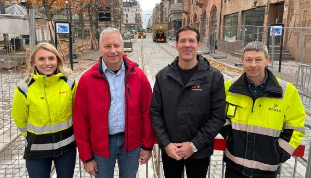 Karolina Nygren, E.ON, Jimmy Johansson, Östgötatrafiken, Gustav Flodén, Norrköpings kommun och Peter Jonander, Nodra. Foto: Norrköpings kommun