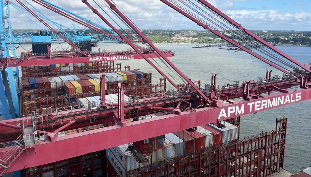 Göteborgs containerterminal växer med nya sjölinjer och rekord i gods- och järnvägsvolymer. Foto: APM Terminals Gothenburg
