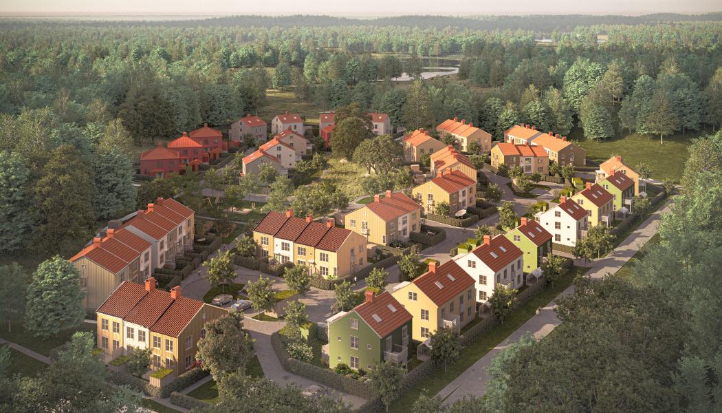 Flygvy  överMariedals trägårdar. Pressbild: TB Gruppen