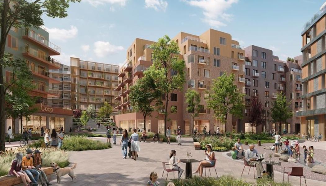 Bostadsprojekt i Mollestroket i Vestby, Norge. Pressbild: Peab