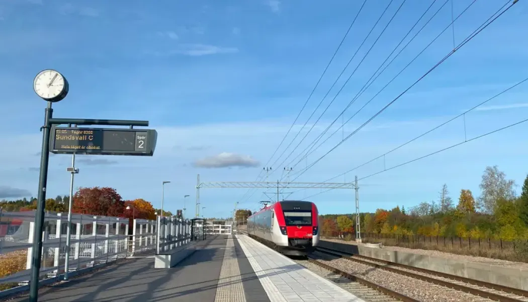 Under mars 2026 startar utbyggnaden av plattformar på Njurunda resecentrum strax söder om Sundsvall. Foto: Trafikverket
