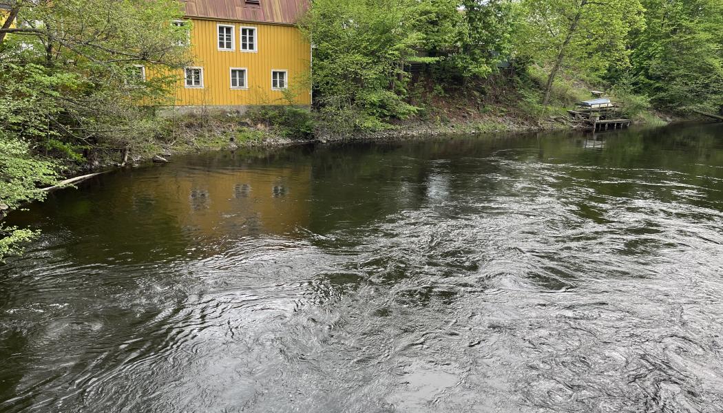 Säveån vid centrala delarna av Lerum. Foto: Norconsult