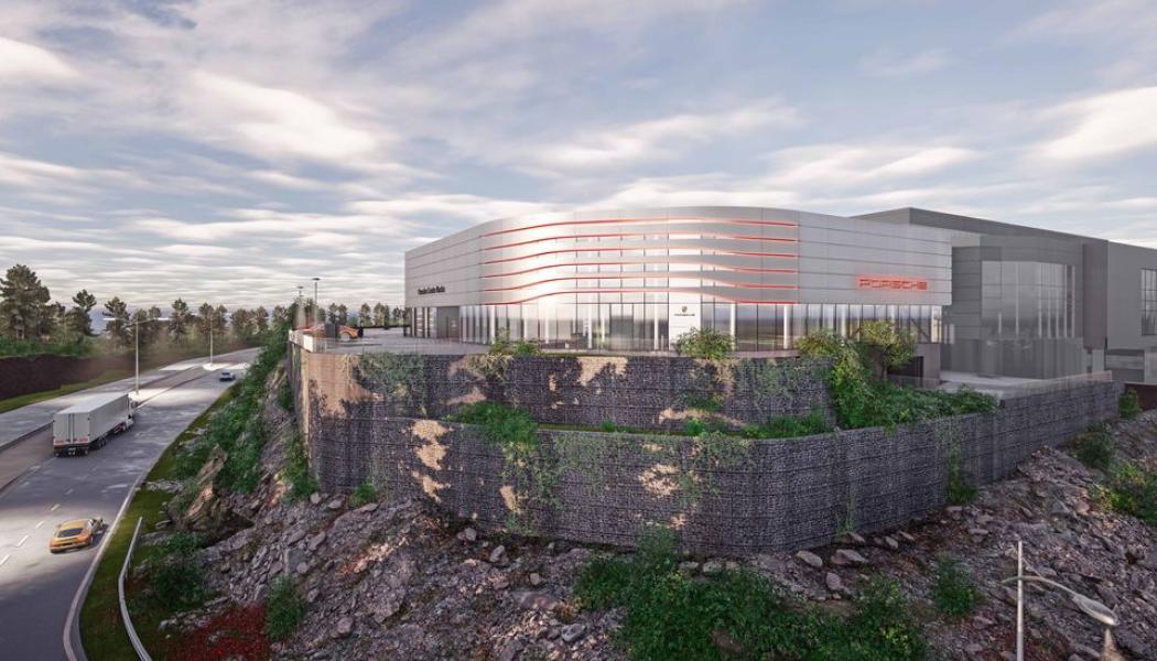 Porsche Center i Nacka, strax söder om Stockholm. Pressbild: Din Bil