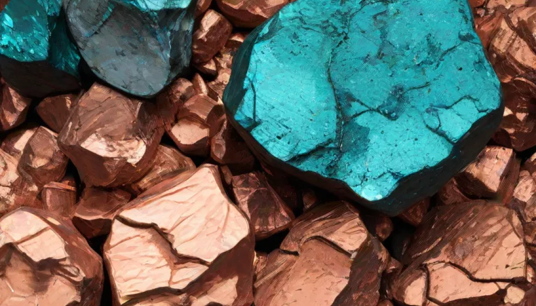 Copper ore. Ill: AI-generated image. Not a photograph. Copyright © Conventus– AI-generated content. None of the material may be reproduced or used in other contexts without written permission.
