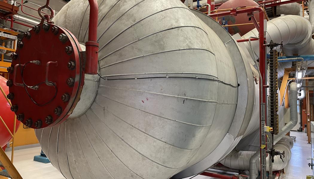 Värmepump 1 (VP1), som inom en snar framtid ersätts, i Göteborg Energis anläggning Rya på Hisingen. Foto: Göteborg Energi