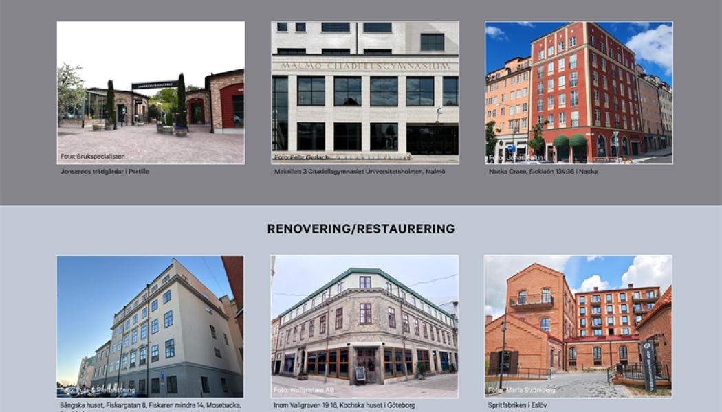 Årets Fasad nominerade. Pressbild: Mur & Putsföretagen