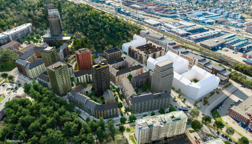 Visionsbild framtida Kallebäcks Terrasser. Upphovsrätt:
Arkitekten