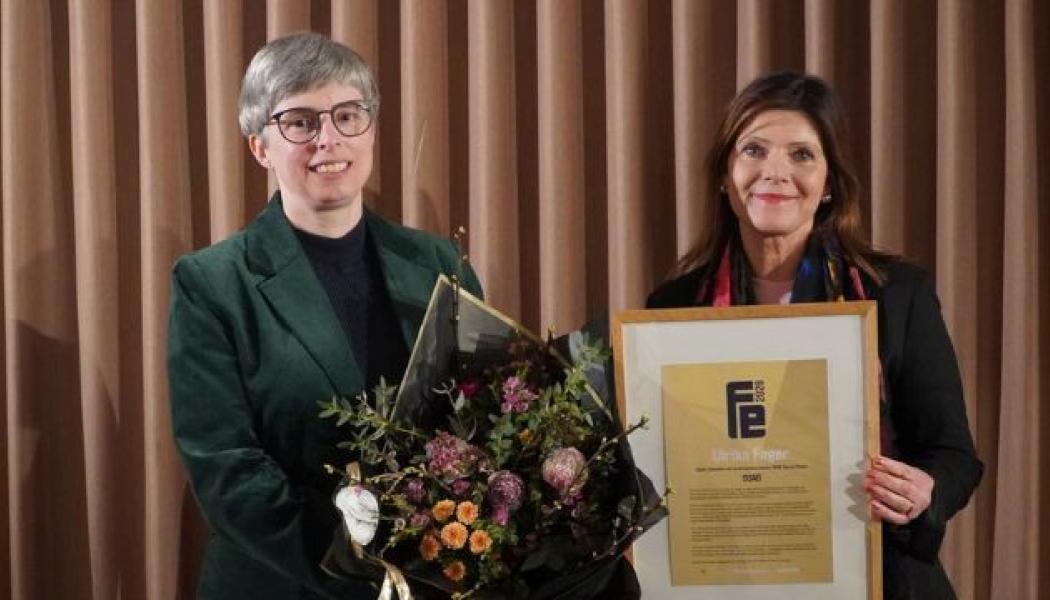 Ulrika Fager, Årets Fe 2026, och Eva Nordmark, prisutdelare och ordförande i Talga Group. Foto: Gustaf Andersson