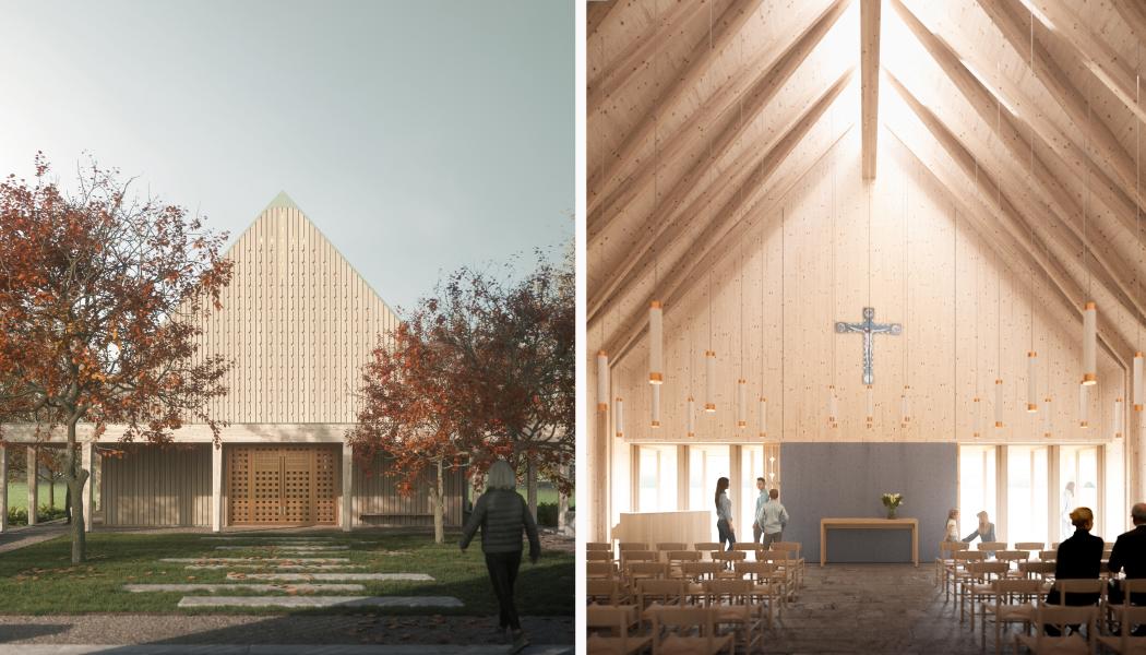 Sjösås Nya Kyrka. Bild: Arkitektbolaget