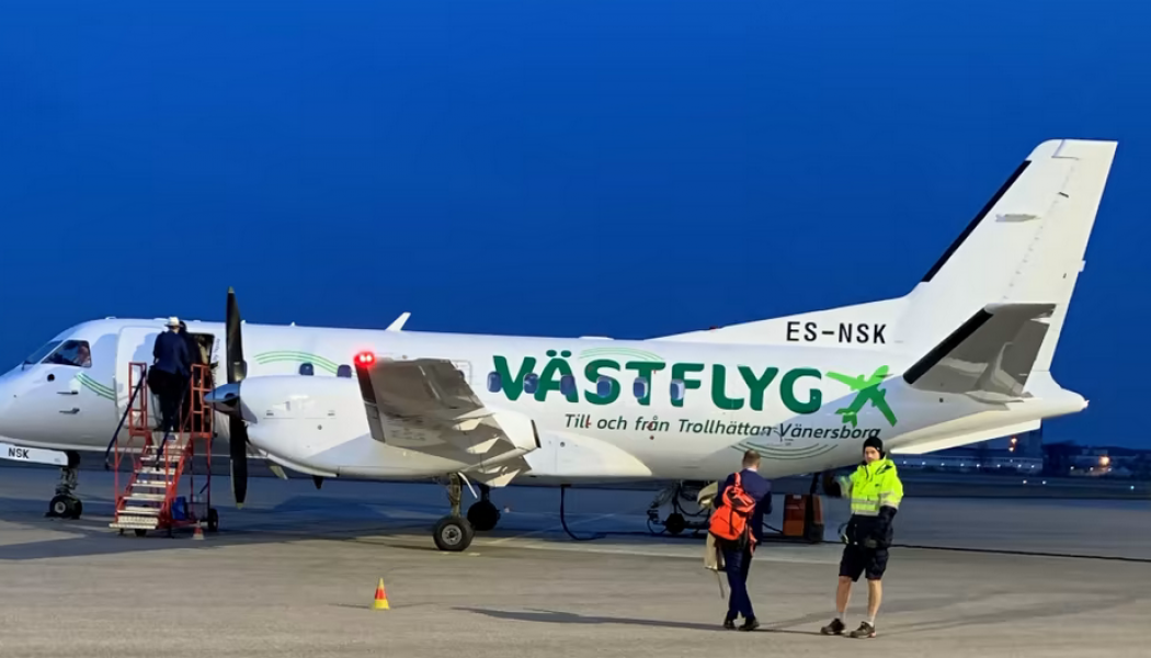 Nypremiär för direktflyget till Bromma från Fyrstads Flygplas. Foto: Trollhättan-Vänersborgs flygplats 