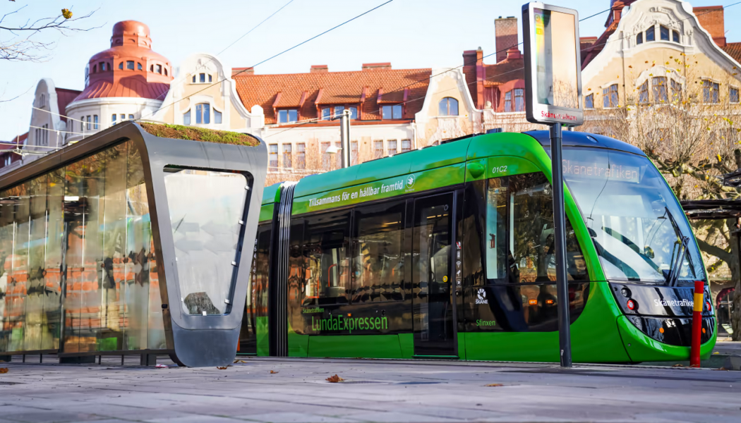 Spårvagnshållplatsen på Clemenstorget. Foto: Jacob Pihl, Skånetrafiken.