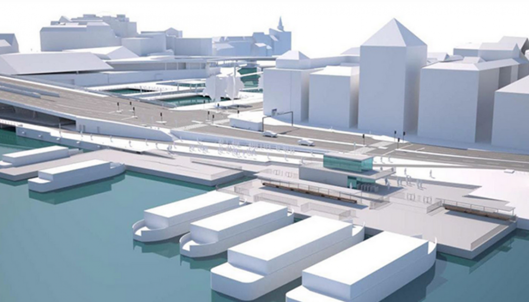 Den nya terminalen samlar all Slussens sjöburna kollektivtrafik på ett ställe. Bild: Lars Ancker Arkitektkontor