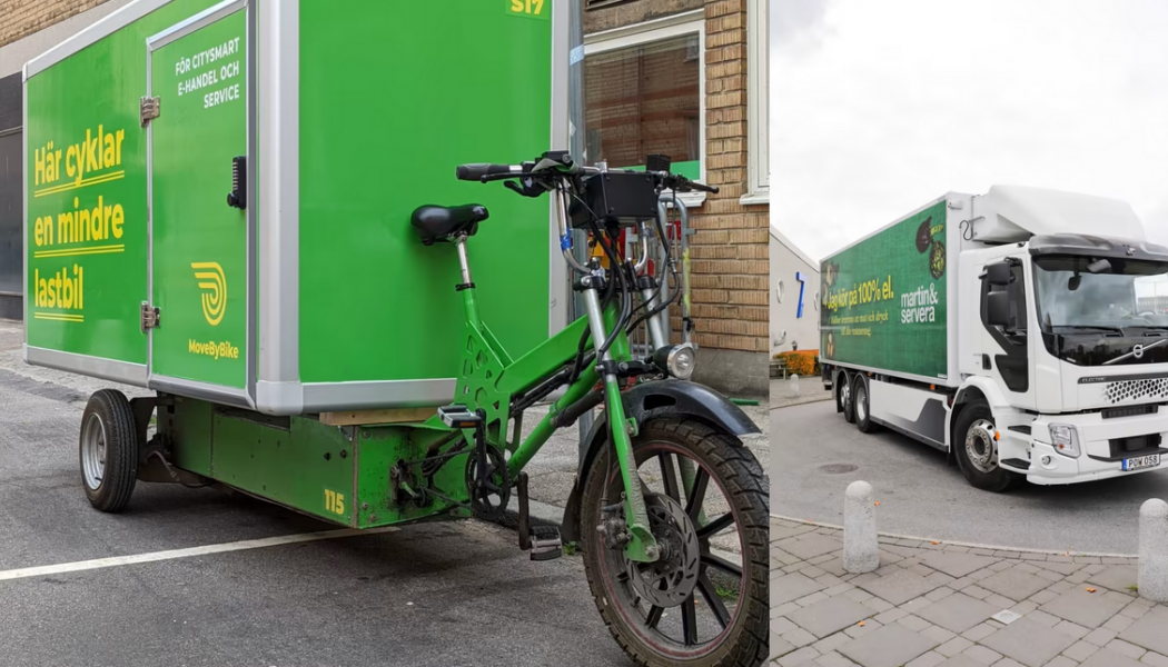 MoveByBikes cyklar har skåp som kan varieras i storlek beroende på vilken volym som ska levereras. Foto: Martin & Servera