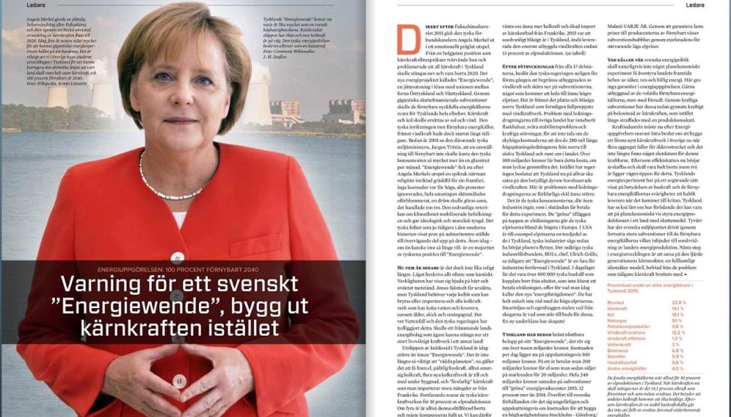 Ledare, tidningen Nordisk Energi, juni 2016