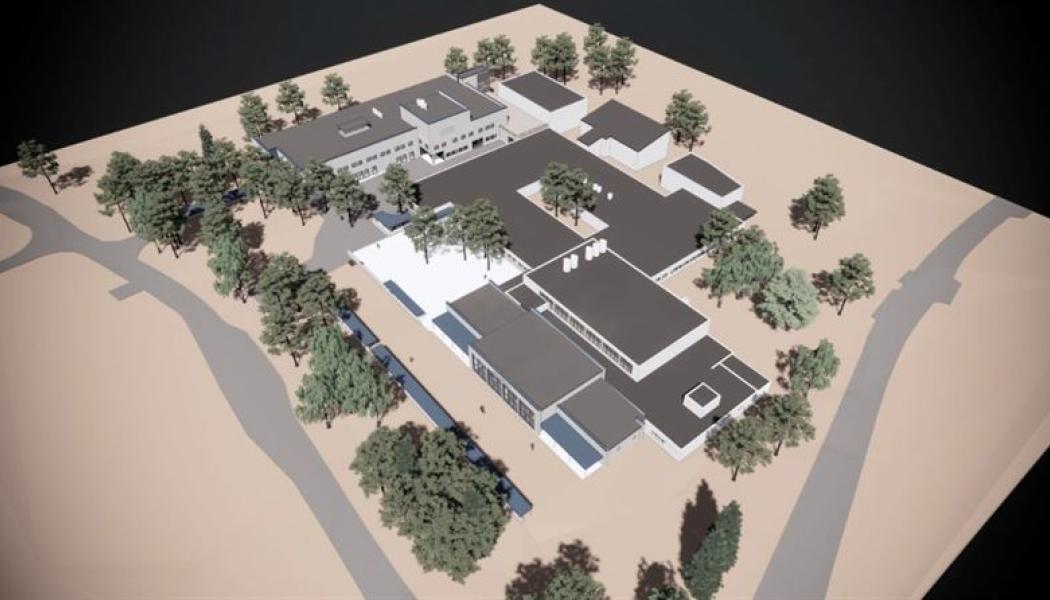 Kasavuori skolkomplex. Illustration: Arkkitehtitoimisto Küttner