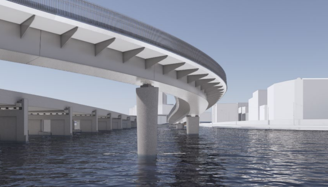 Den nya gång- och cykelbron sedd underifrån. lustration: Foster&Partners