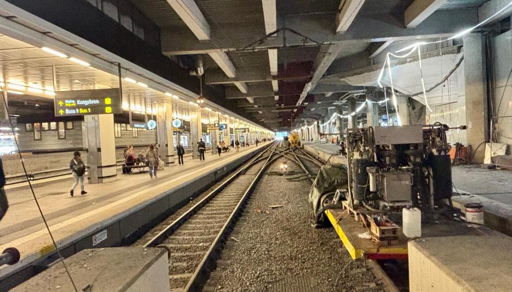 Spårarbetet vid norrgående spår augusti 2025. Foto: Stina Wickenberg