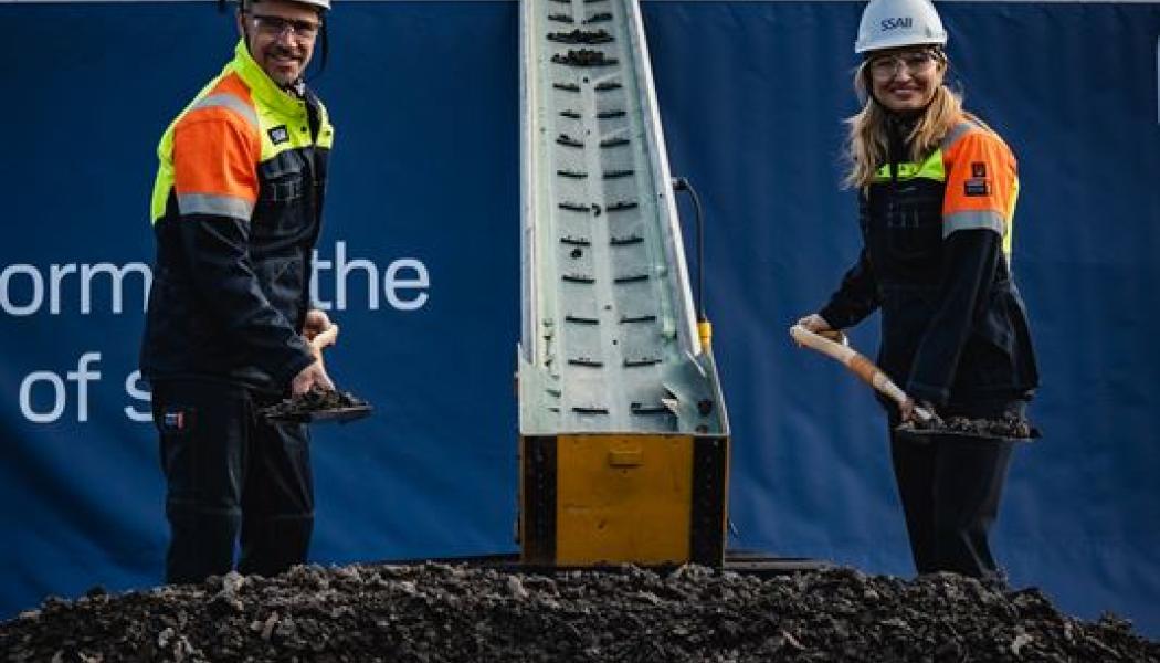 SSABs vd Johnny Sjöström och Energi- och näringsminister samt vice statsminister Ebba Busch. Pressbild: SSABs