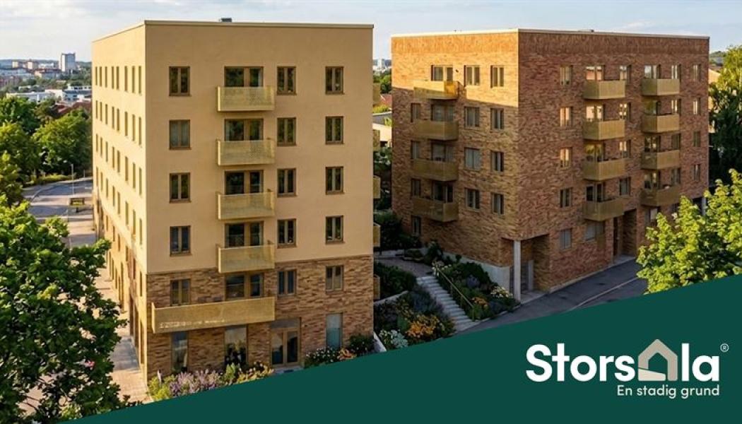 Storsala förvärvar tomträtten till fastigheten Stångholmen 1 i centrala Vårberg. Visionsbild: Derome