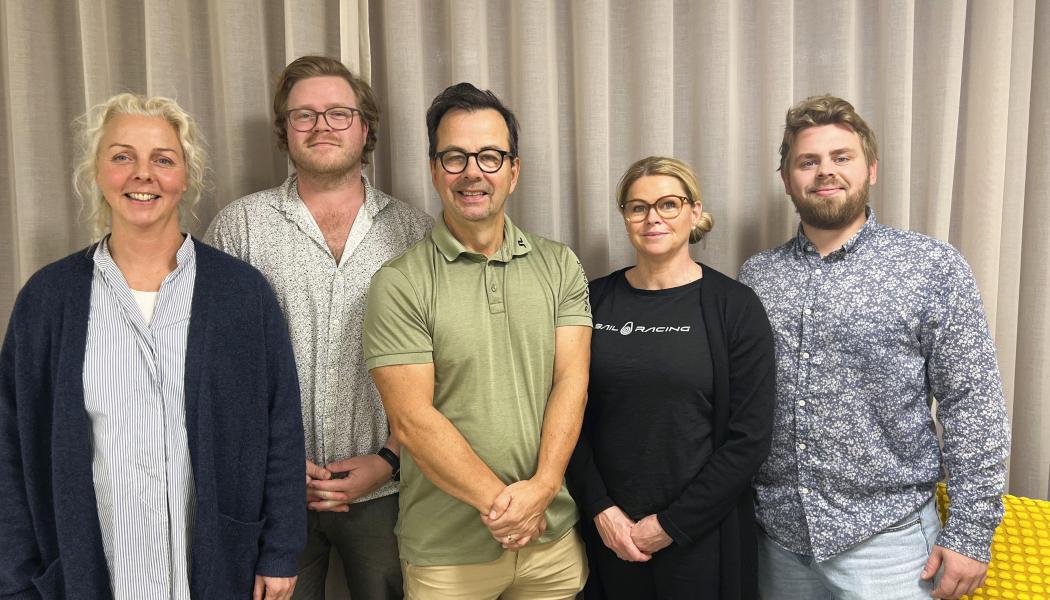 Grundare av det nya bolaget Structor Miljö Väst. Från vänster: Ulrika Almkvist, David Bäckström, Anders Bank, Åsa Bank och Simon Oskarsson. Foto: Structor