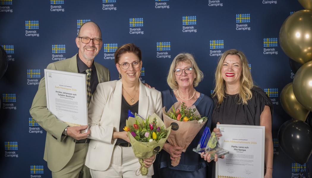 Annika Johansson och Torbjörn Backlund, Ramsvik Stugby & Camping, Hunnebostrand tillsammans med Mette, Lena och Mia Kempe, Daftö Resort, Strömstad. Foto: Niklas Maupoix/Svensk Camping