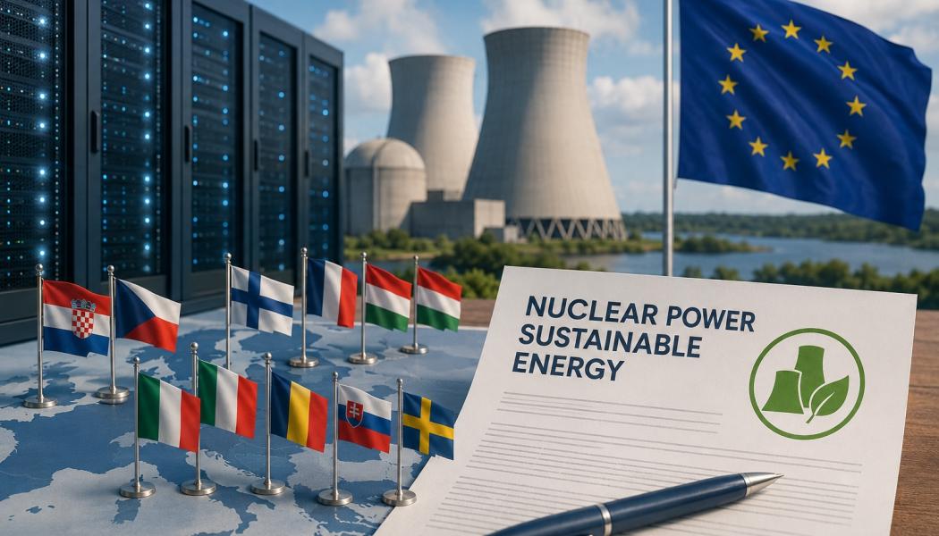 Datacenter och AI-anläggningar väntas stå för en snabbt växande del av Europas elförbrukning under de kommande åren. Flera medlemsstater ser därför kärnkraft som en viktig del av lösningen för att säkerställa stabil och koldioxidsnål energiförsörjning. Bild. Ej fotografi. AI-genererad bild. Copyright: Conventus