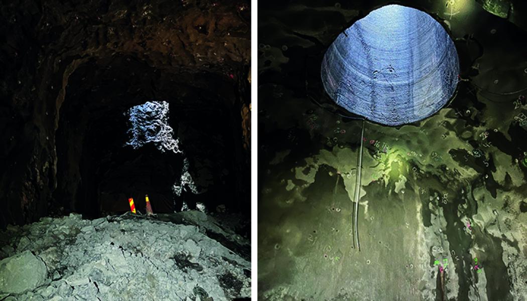 Här letar sig dagsljus 40 meter ner under marken. Till vänster visas början på hisschaktet och till höger syns ventilationsschaktet med sin karaktäristiska runda form. Bild: Region Stockholm