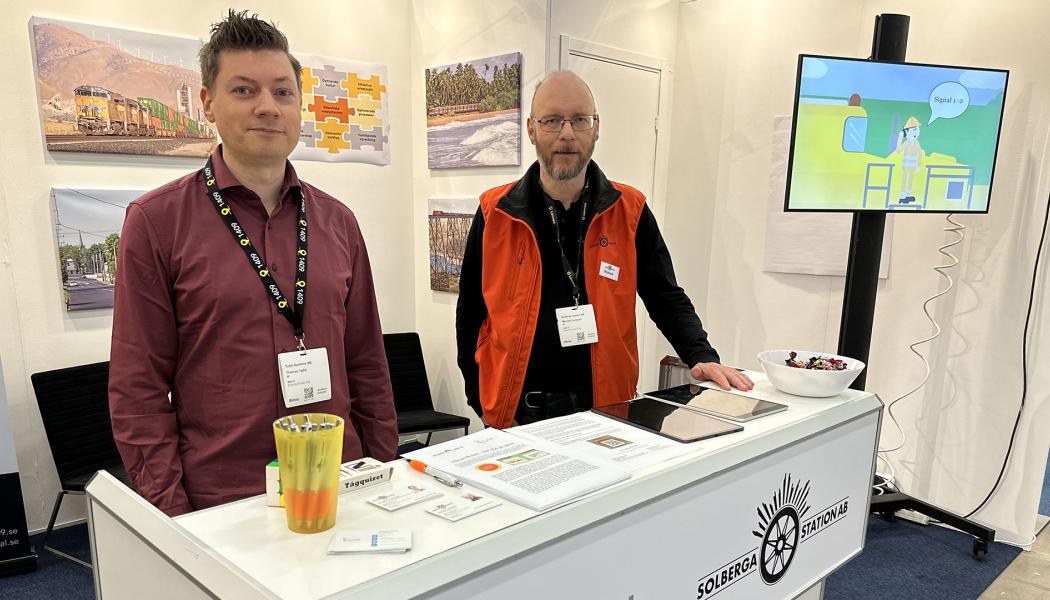 Digitalisering är ett viktigt verktyg för säkrare banarbete och punktligare tågtrafik, konstaterar Thomas Tydal och Michael Carlsson. Foto: Elmia
