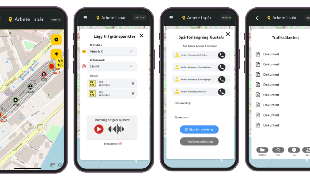 Appen används för att identifiera gränspunkter mellan entreprenaders arbetsområden. Bild: Tydal Systems