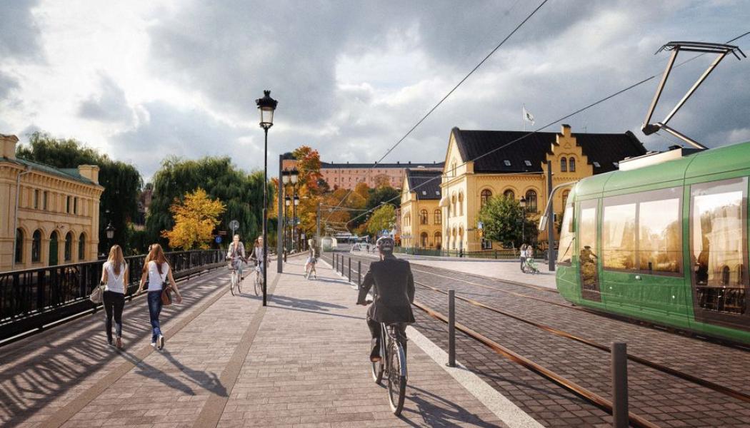 Framtidens spårväg i Uppsala. Illustration: White Arkitekter