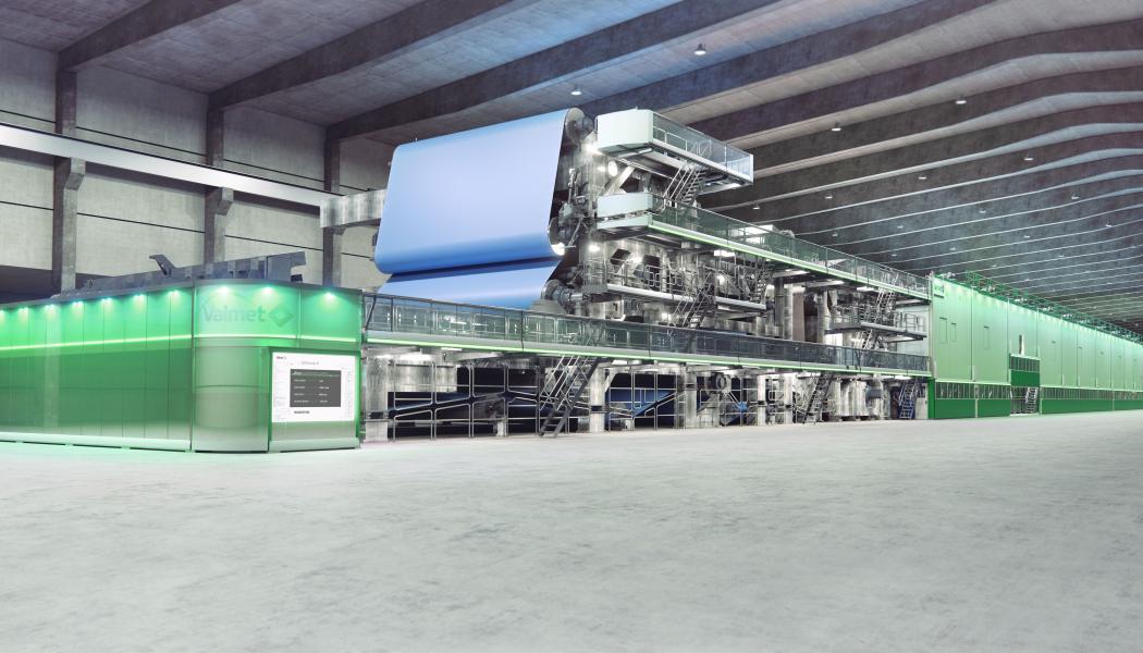 Valmet’s delivery includes two OptiWin Drum two-drum base winders with automatic functions such as set change with core and tail gluing and slitter positioning. Photo: Valmet 