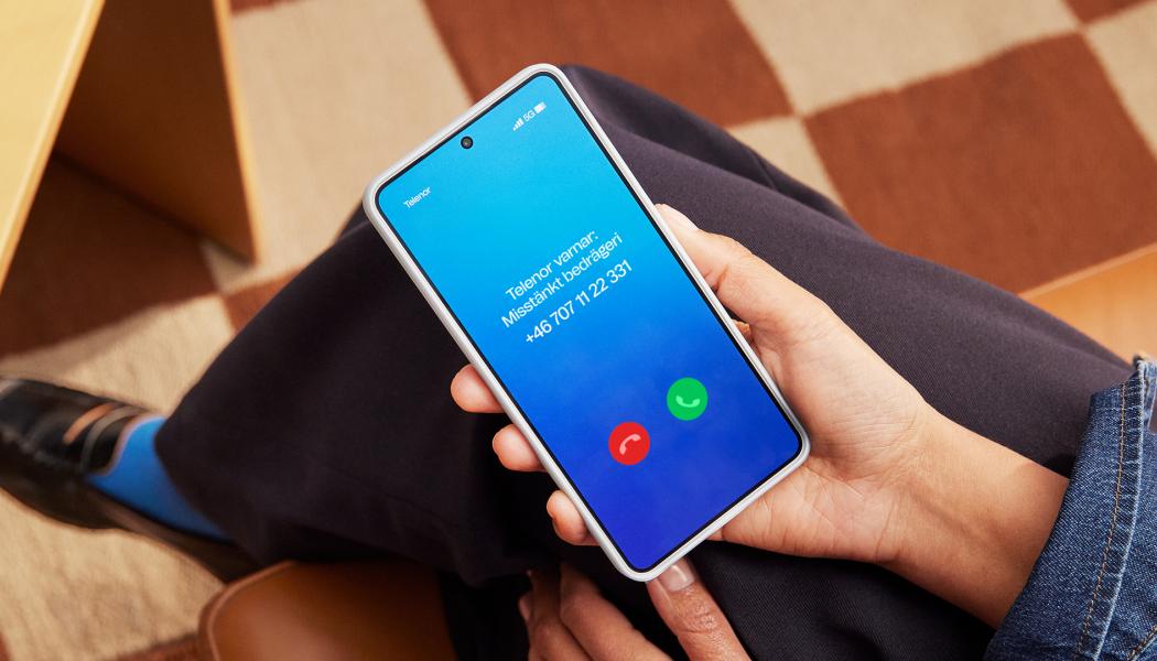 När ett samtal kommer in kan tjänsten varna för misstänkt bedrägeri eller informera om att numret ringer ofta till många. Foto: Telenor