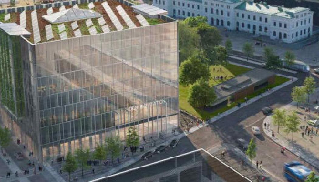 Gestaltning av mittuppgången för Västlänkens station Centralen. Bild: Göteborgs stad