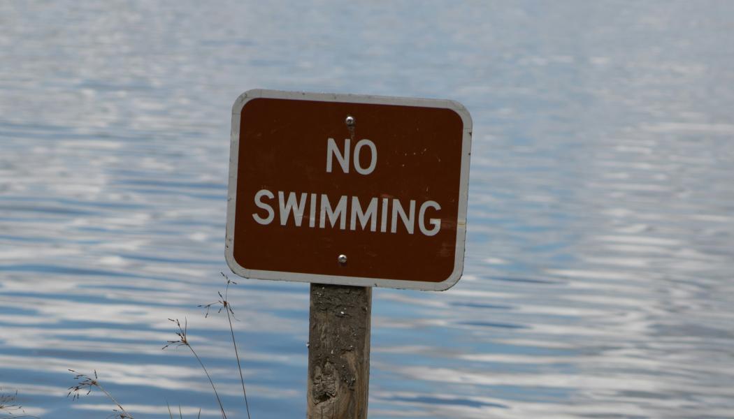 Skylt som förbjuder bad. Foto: dawn mcdonald/unsplash