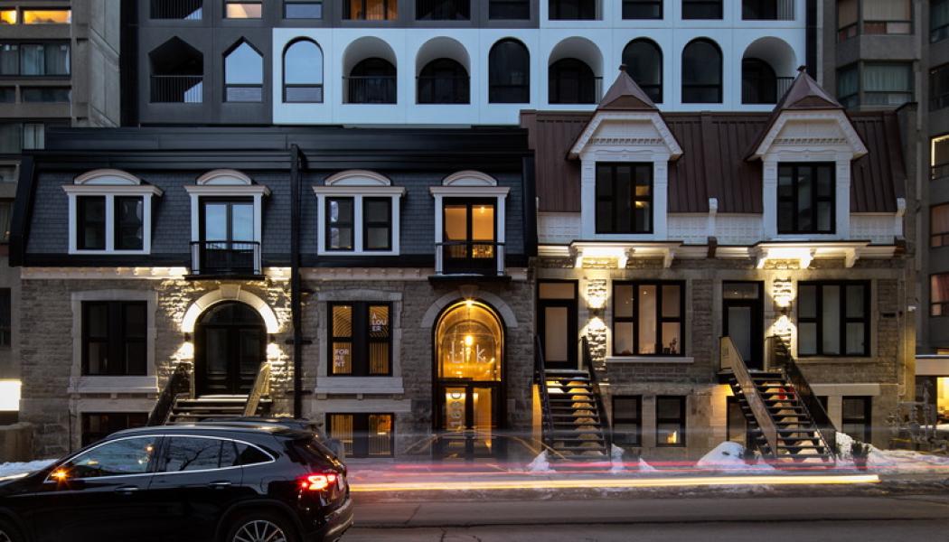 LINK-tornet i Montréal kombinerar nya studentbostäder med bevarade viktorianska fasader från Shaughnessy Village. OBS! Det finns fler bilder längst ner i slutet av artikeln. Foto: ACDF Architecture, kredit: Adrian Williams.