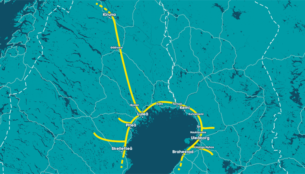 Nu utreds en högtryckspipeline för vätgas runt Bottenviken. Karta: Rise